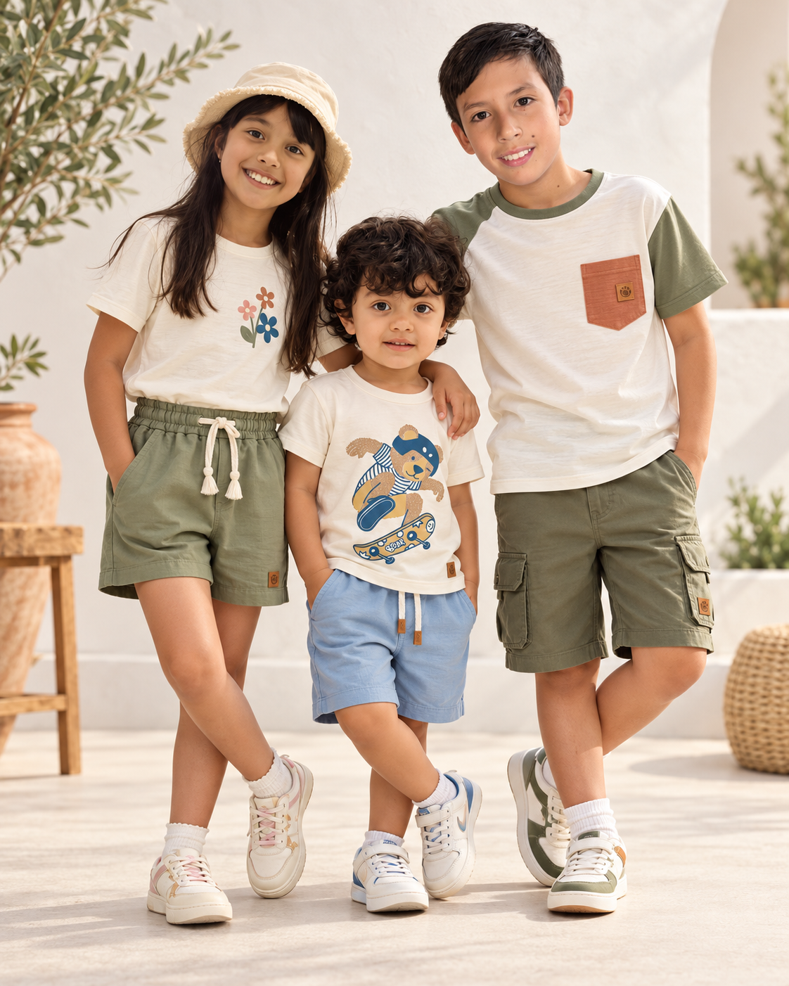 Niños sonriendo juntos bajo luz natural