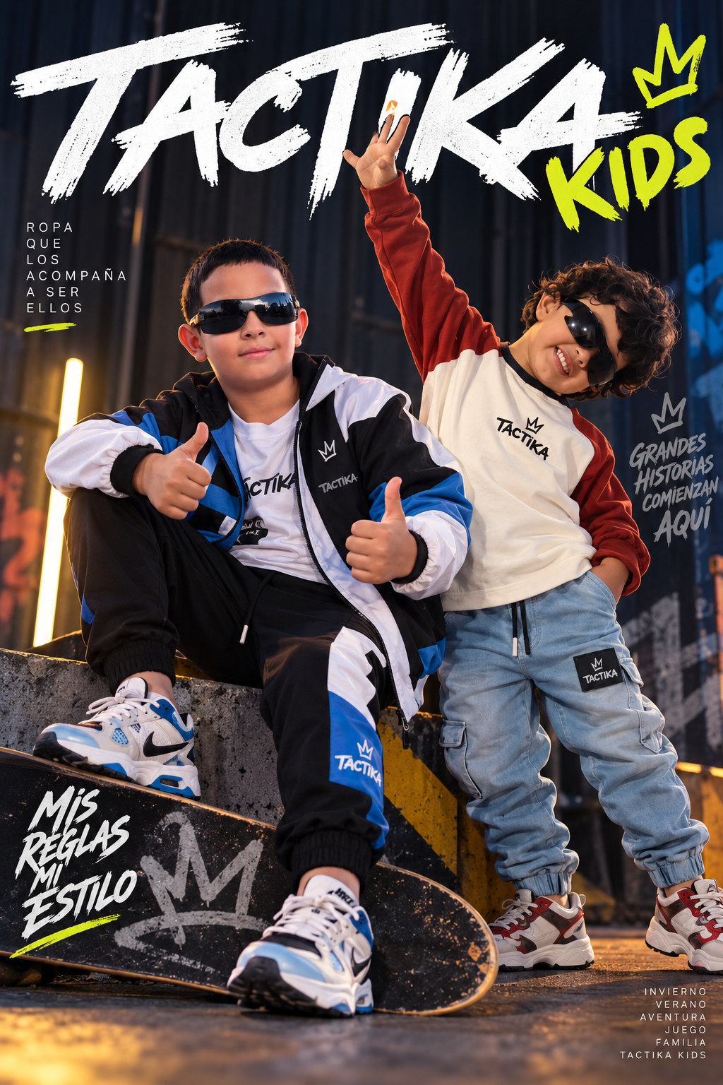 Portada editorial TACTIKA KIDS con dos niños protagonistas